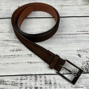 Trafalgar Alston Mens Belt Size 44 Brown Suede Italian Leather Made In Italy